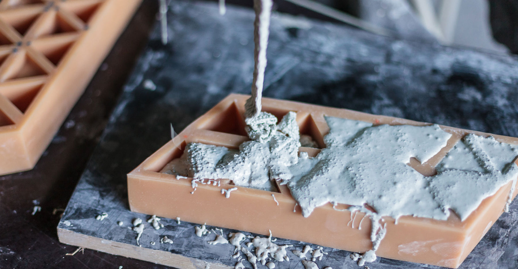 Hand Poured Concrete Into A Silicone Mold