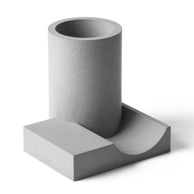Gray MERGE pen holder with white background
